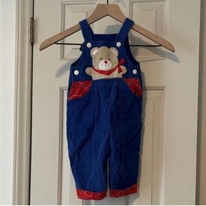 Vintage 1990s Blue Corduroy Teddy Overalls